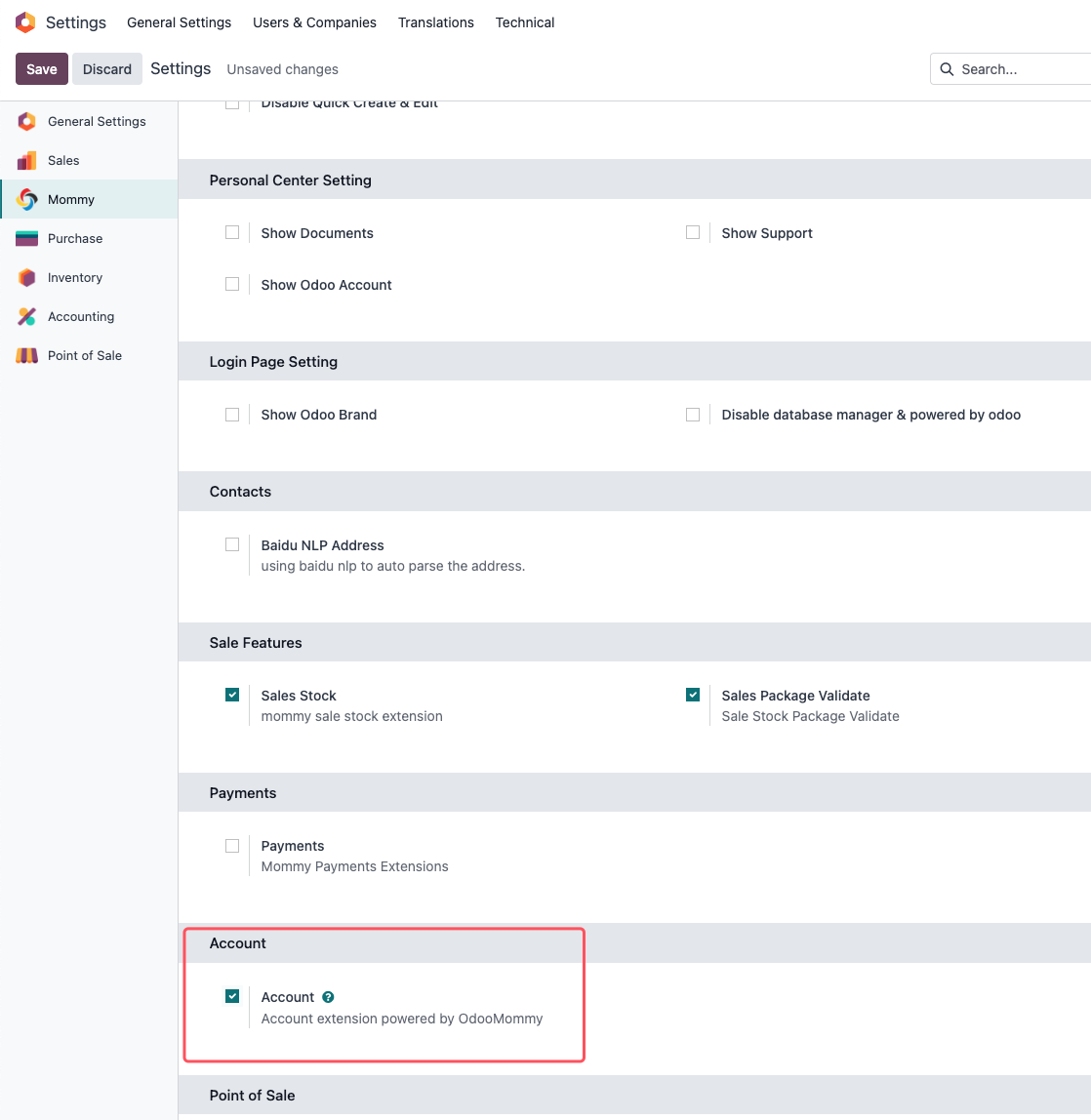 Enable accounting extension