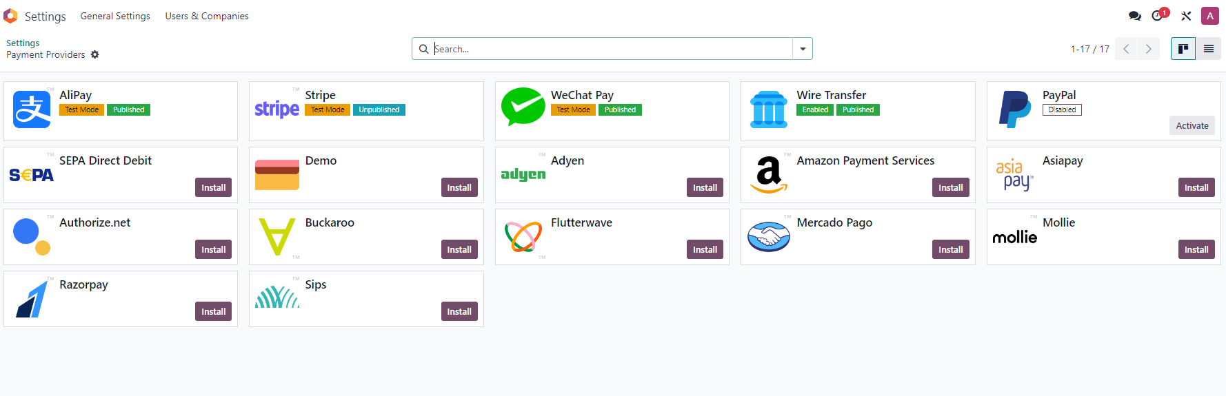 Payment providers