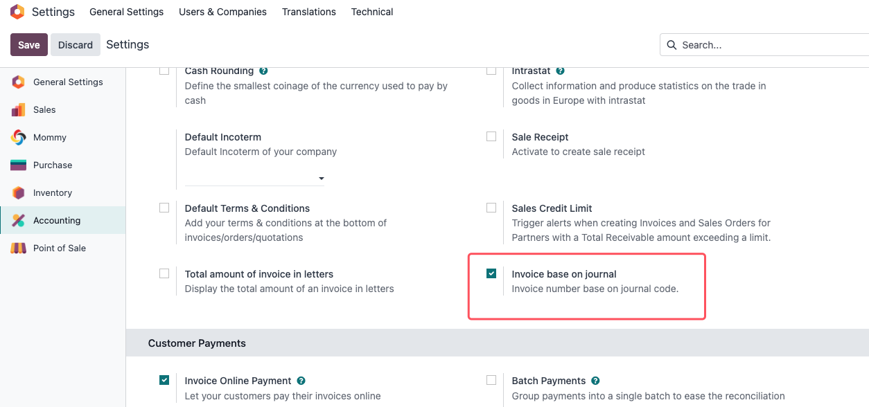 Journal-based numbering option
