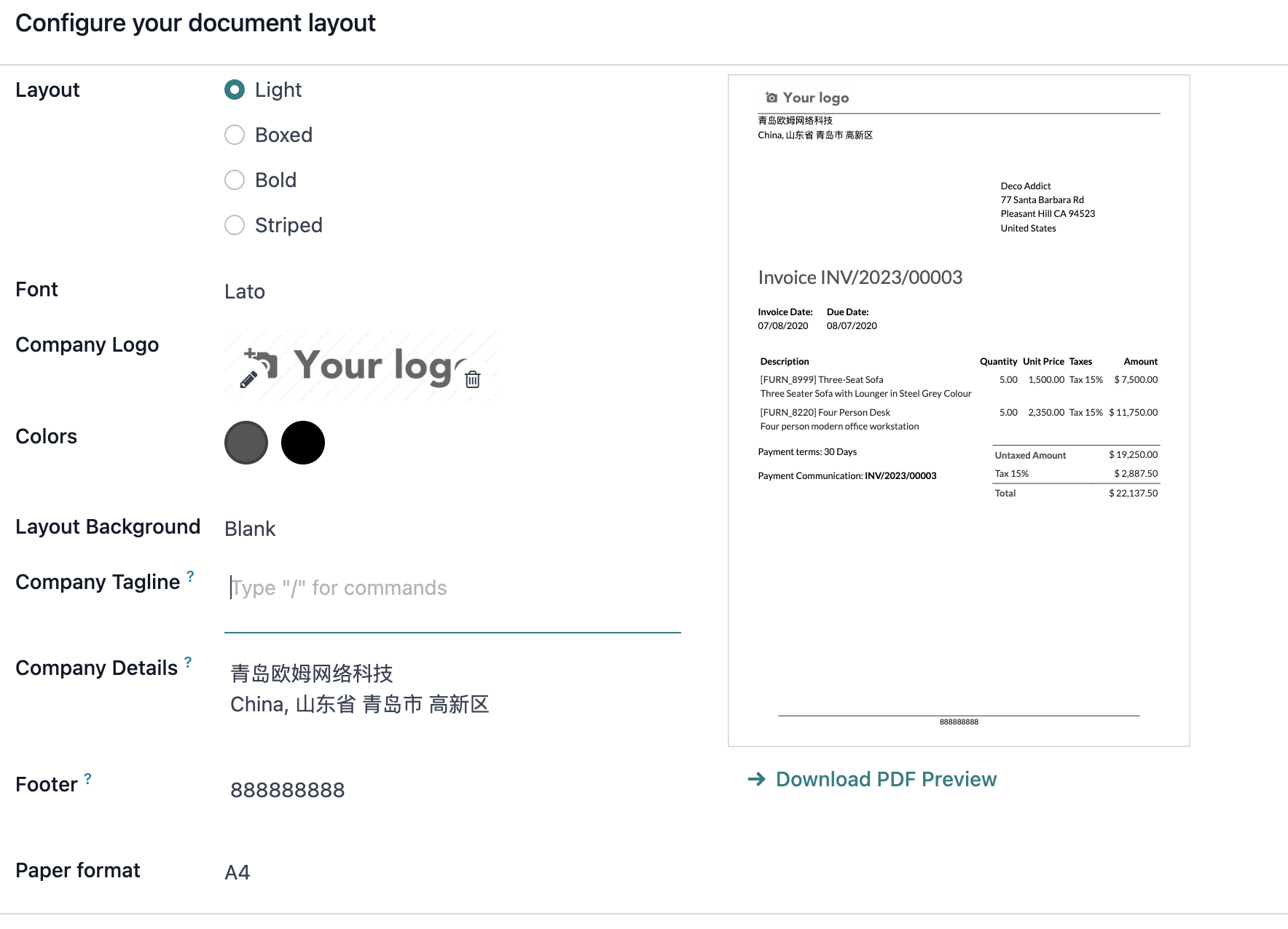 Document layout preview