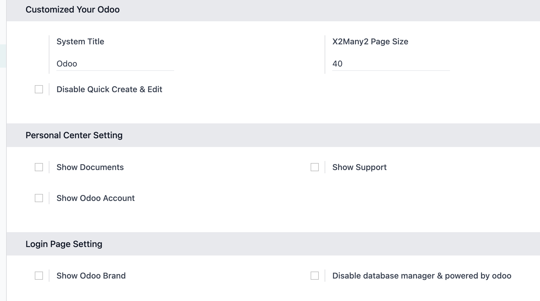 Personalization settings