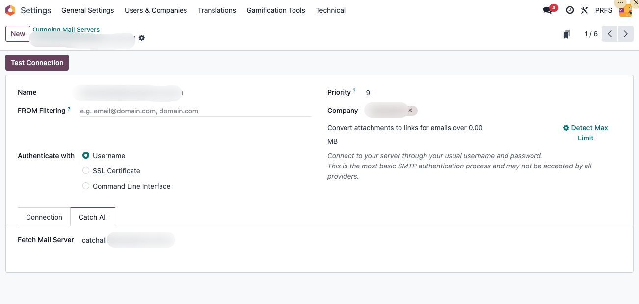 Outgoing server catch-all configuration