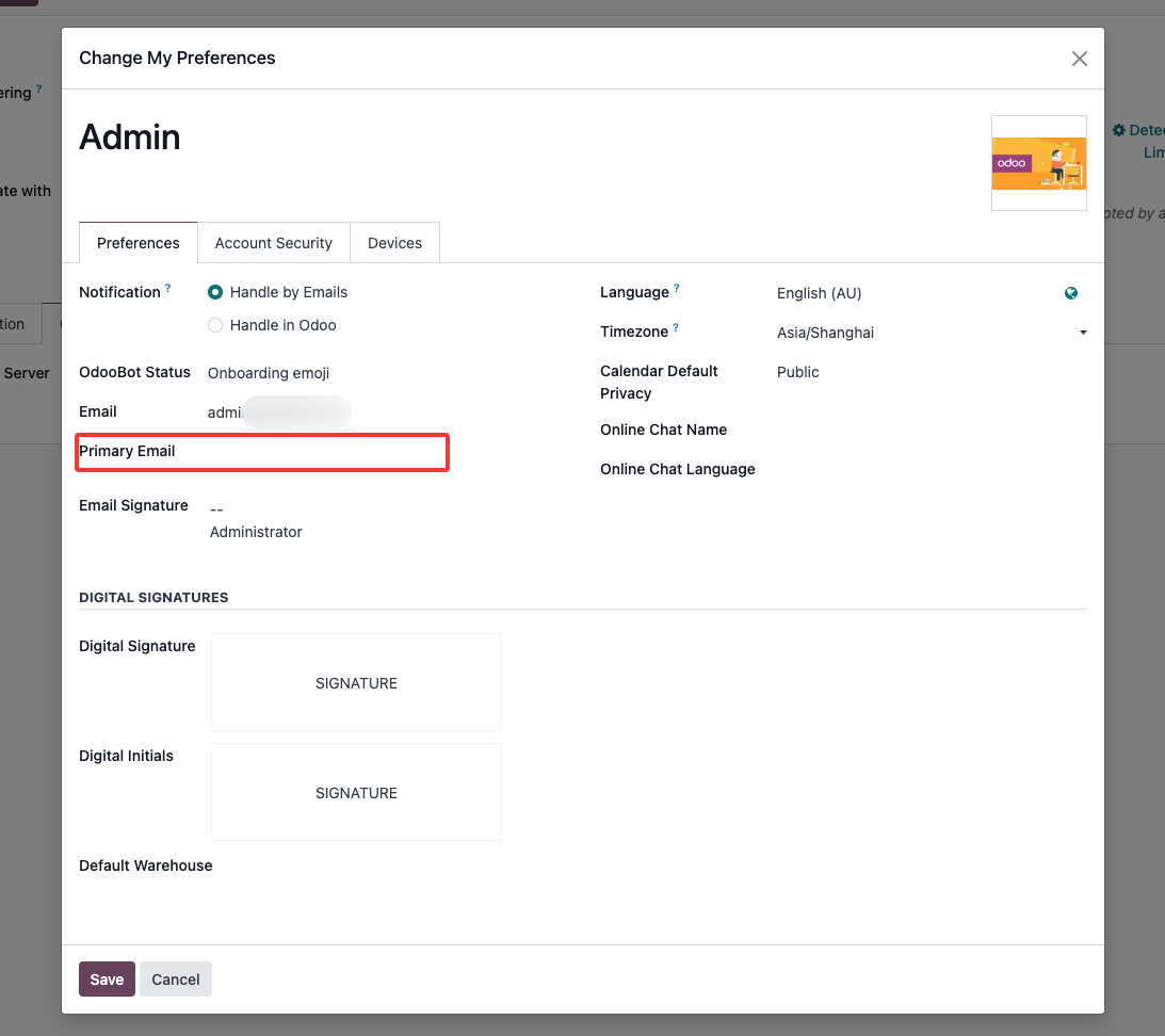 User multi-company mailbox configuration