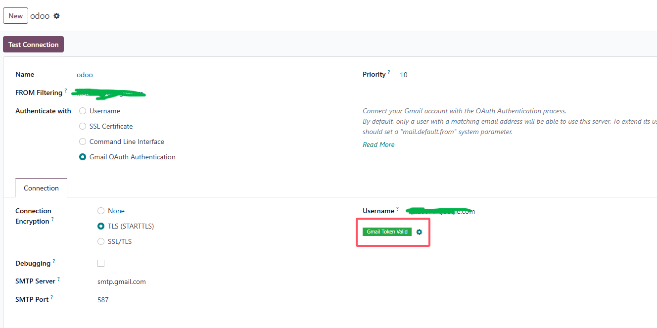 Gmail authentication success