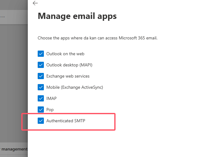Office 365 enable SMTP