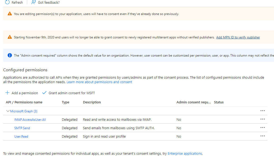 Office 365 permission result