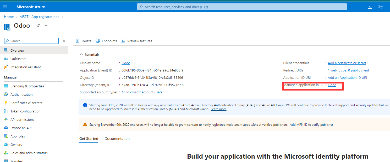 Office 365 enterprise application