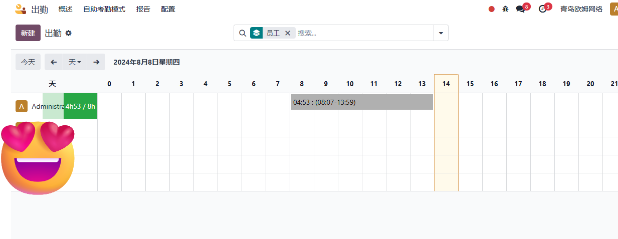 Native Odoo attendance records