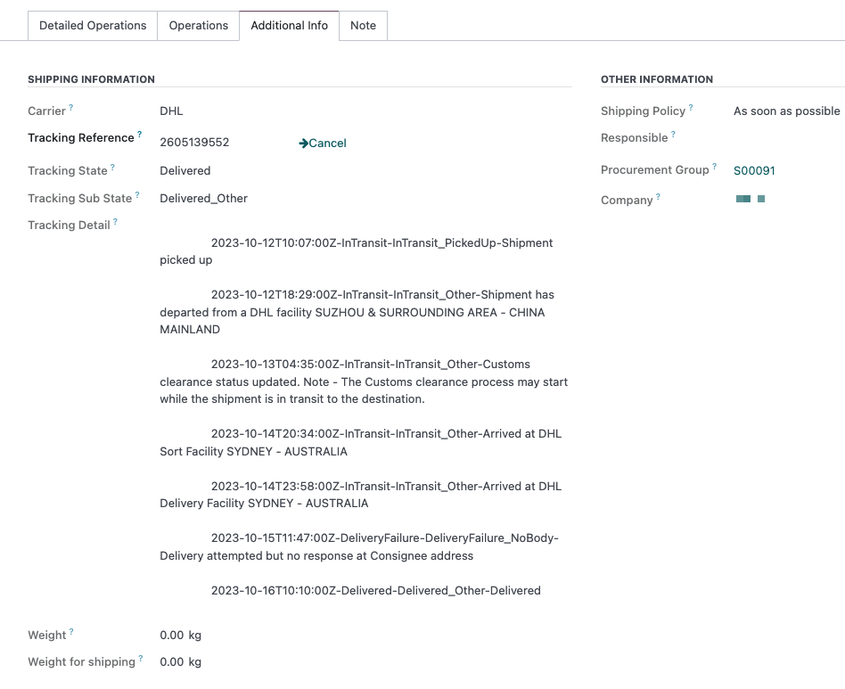 17TRACK tracking in Odoo