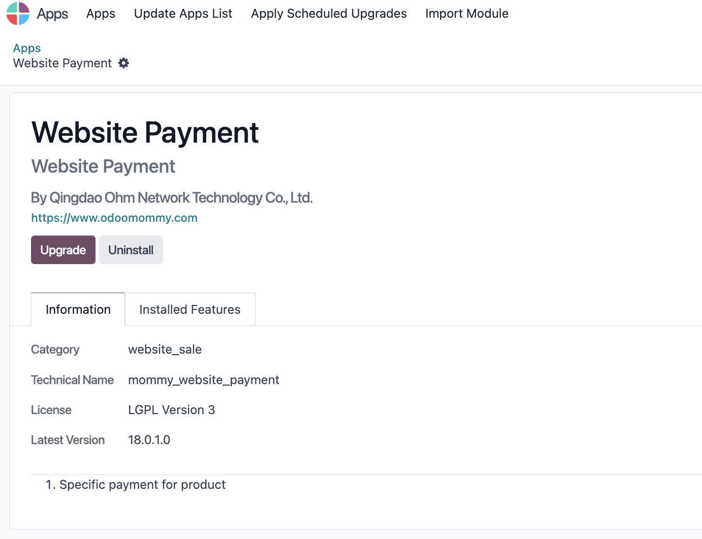 Install website payment module