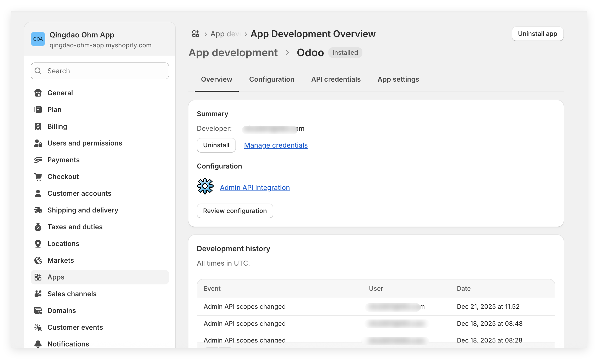 Create Shopify private app