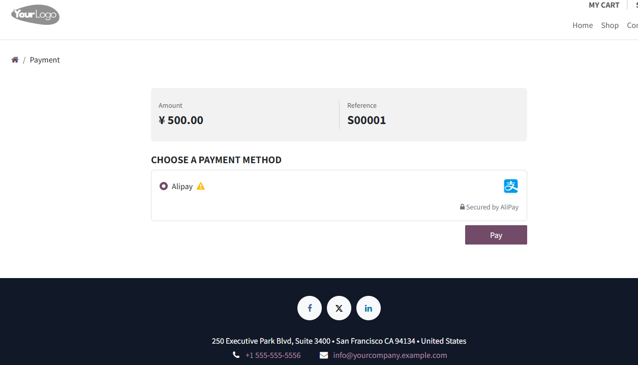 Sales order payment link