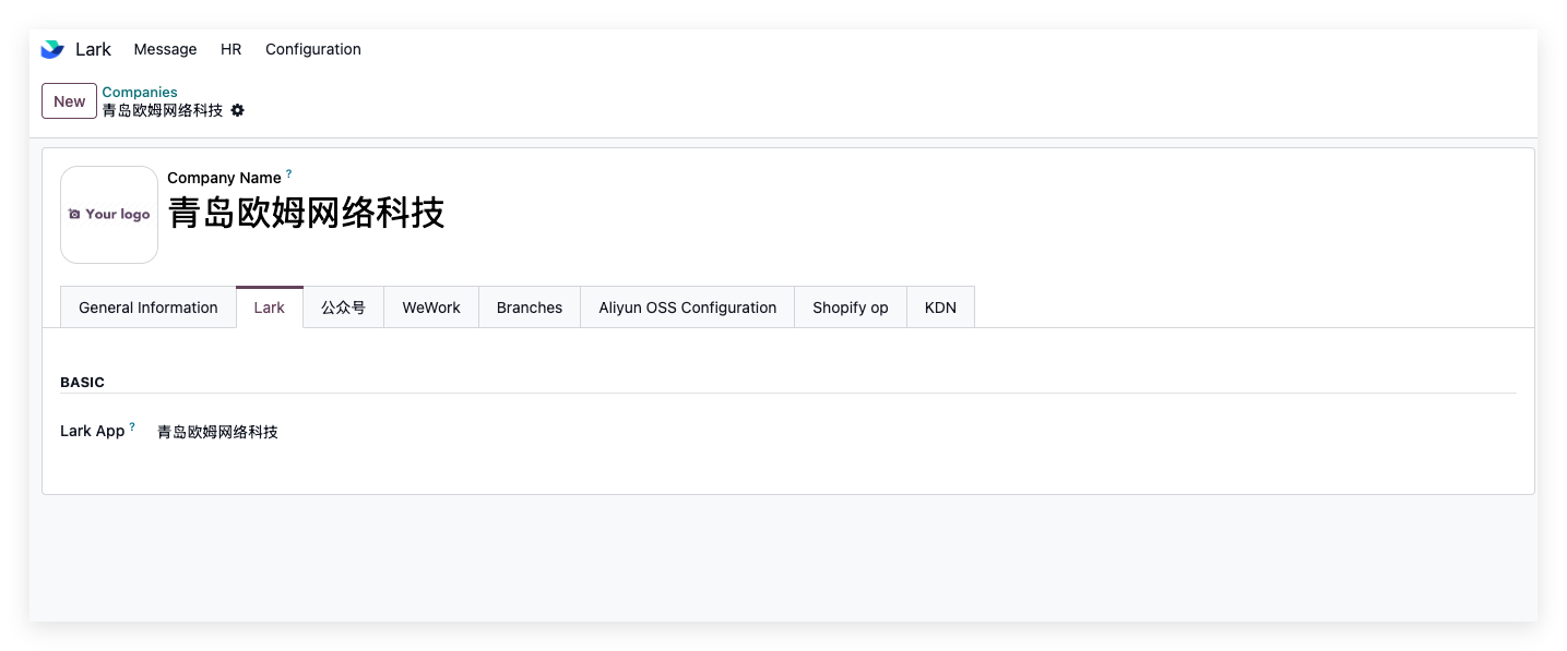 Bind Lark app to company