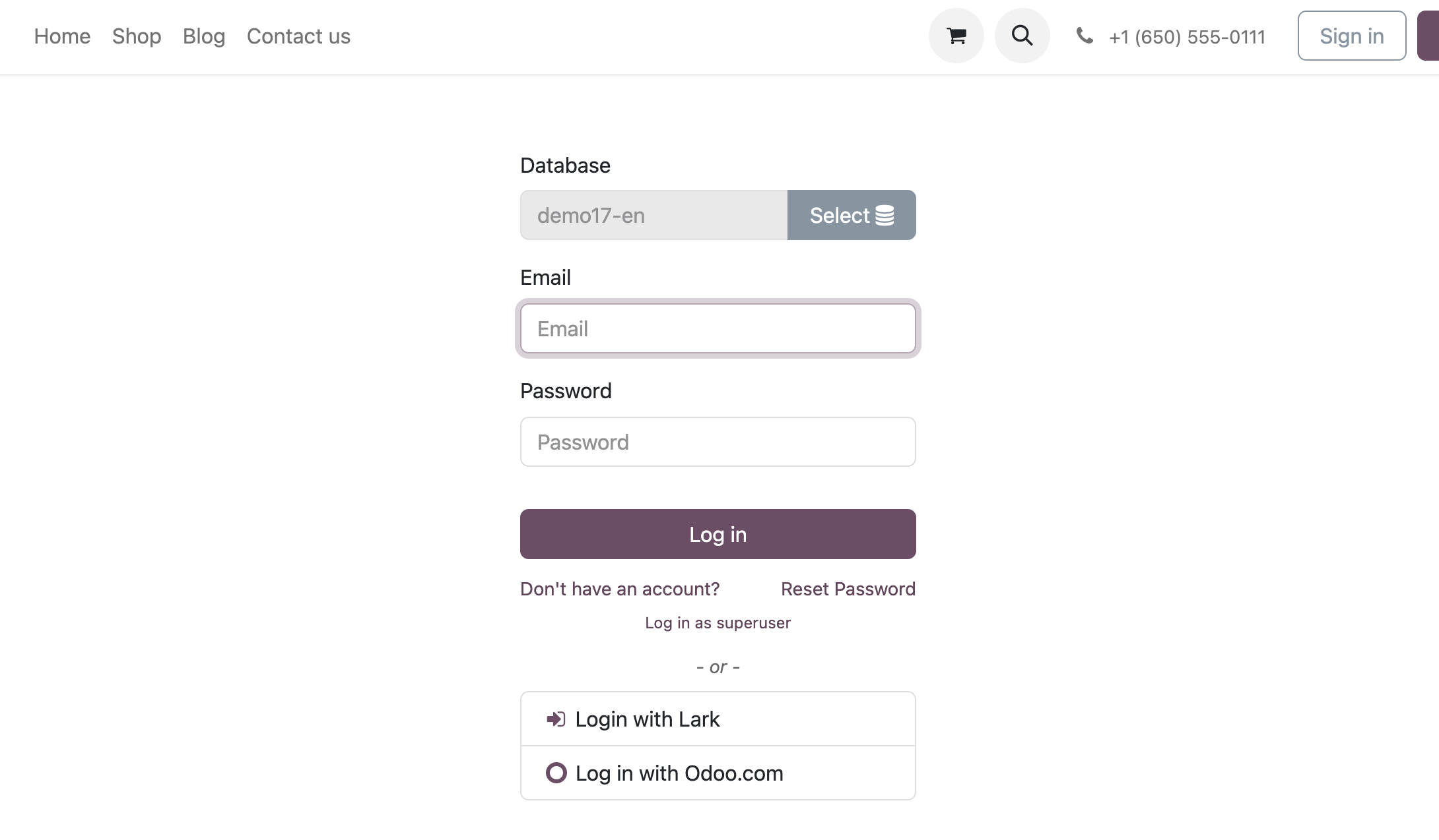 Lark login page