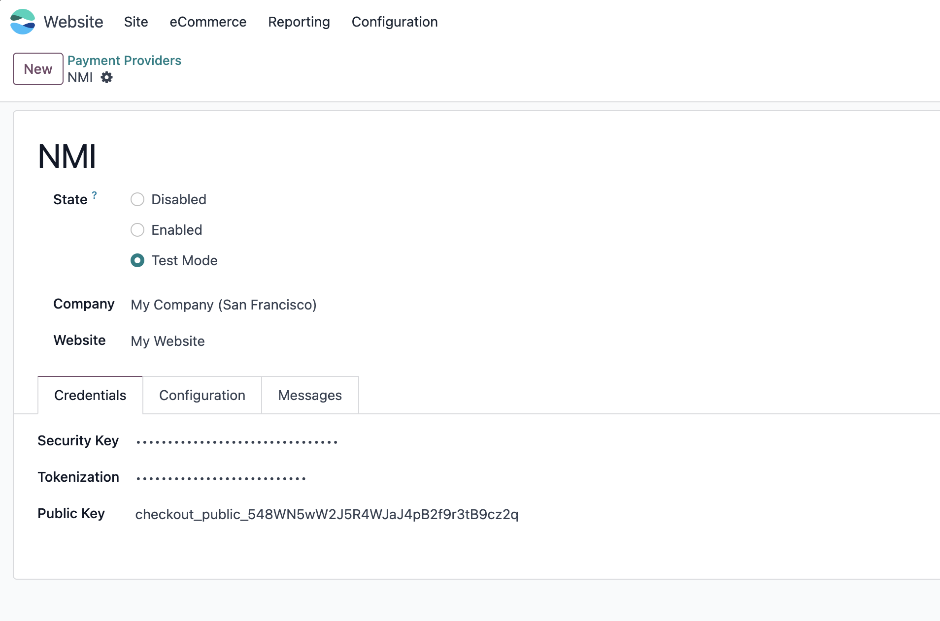 NMI payment settings