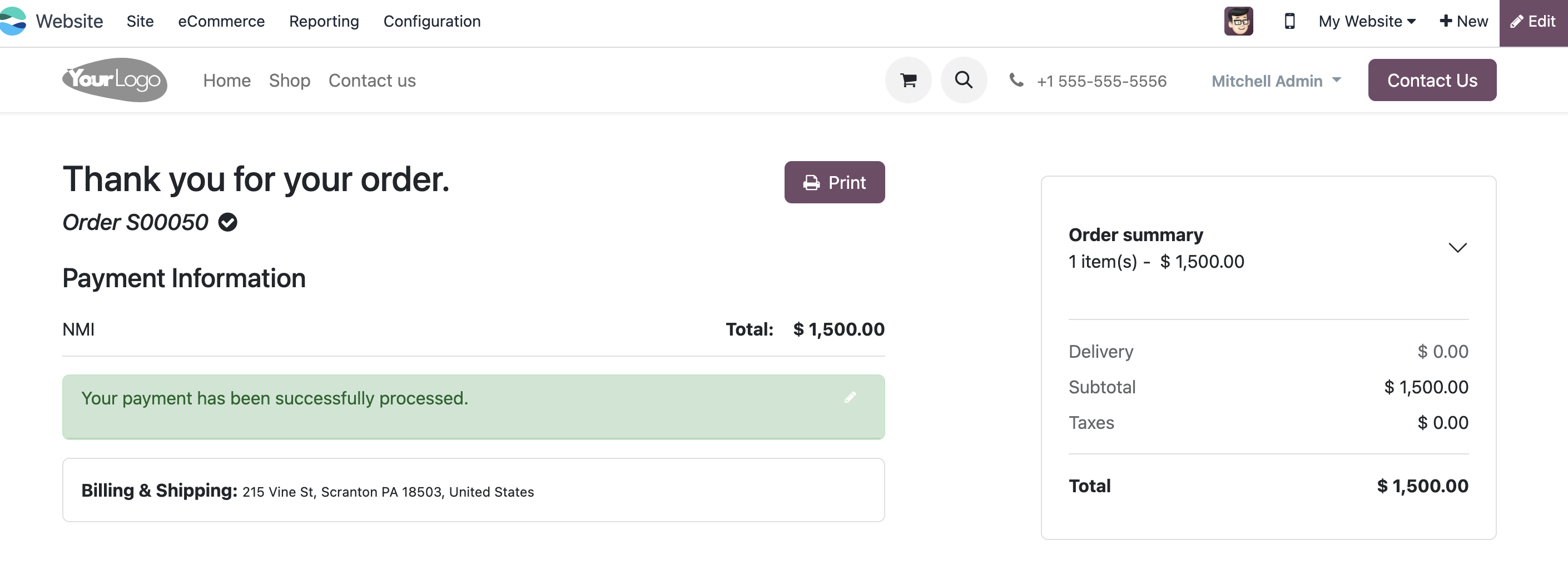 NMI payment result