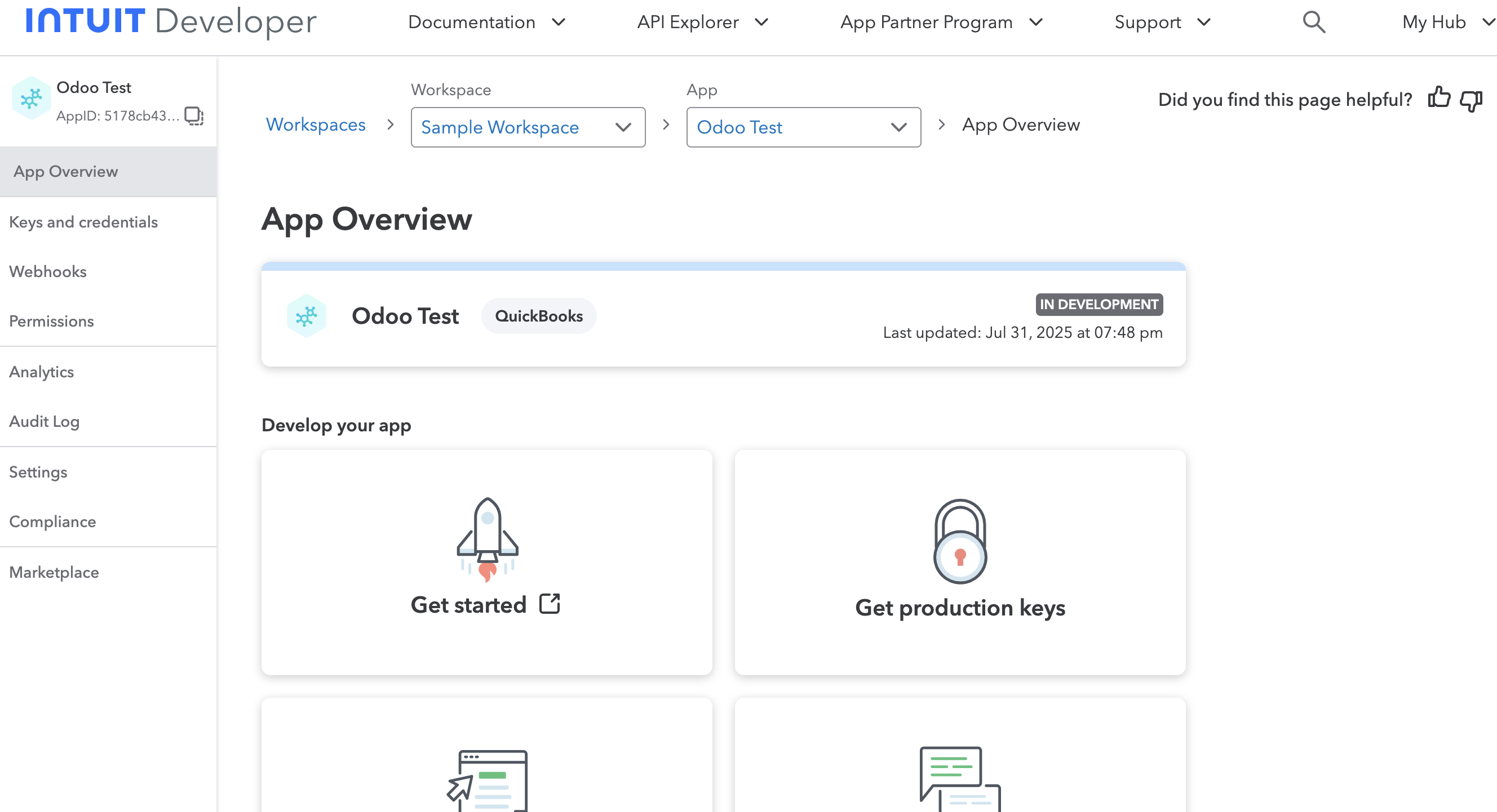 Create QuickBooks app