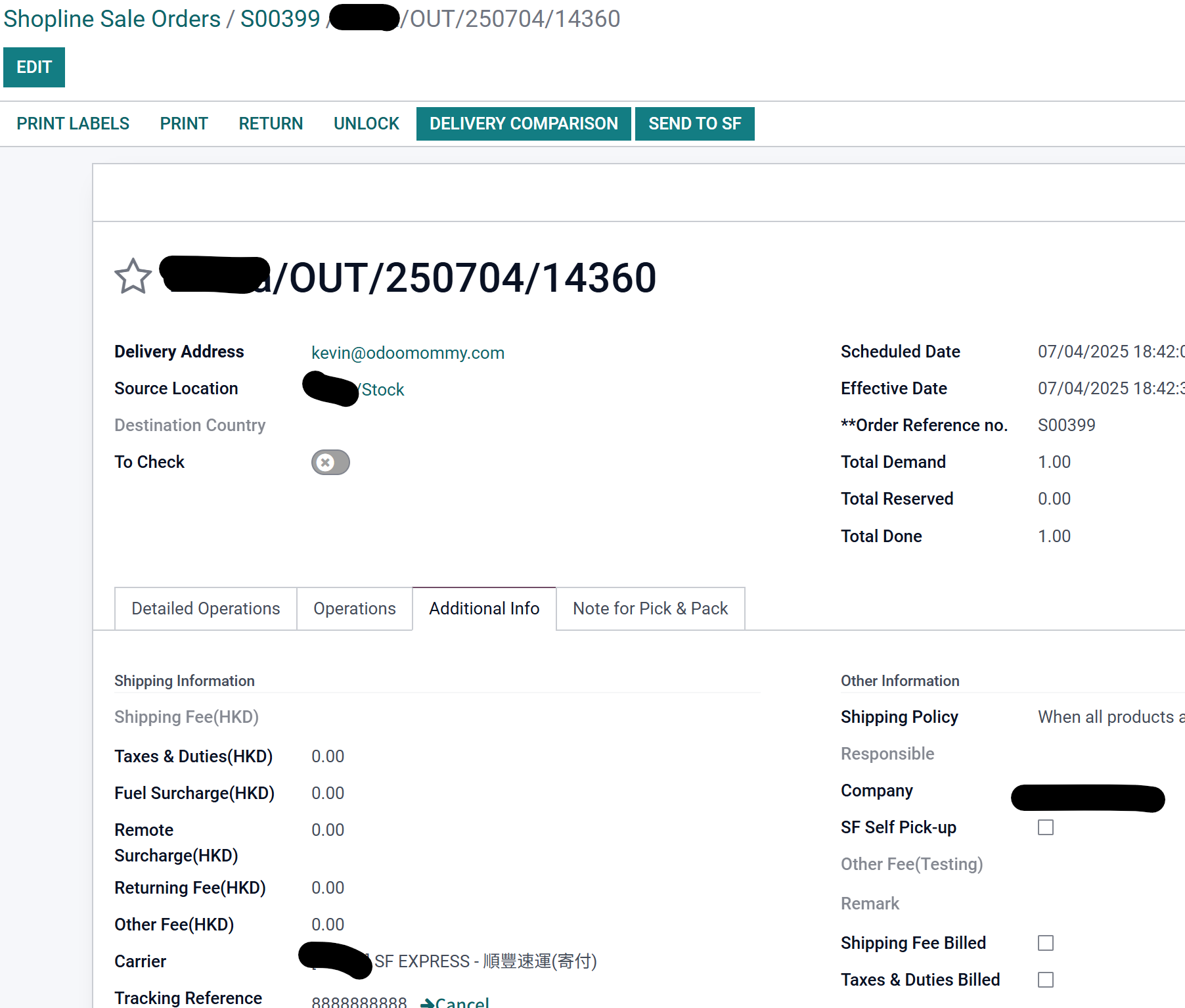 Upload shipment to Shopline
