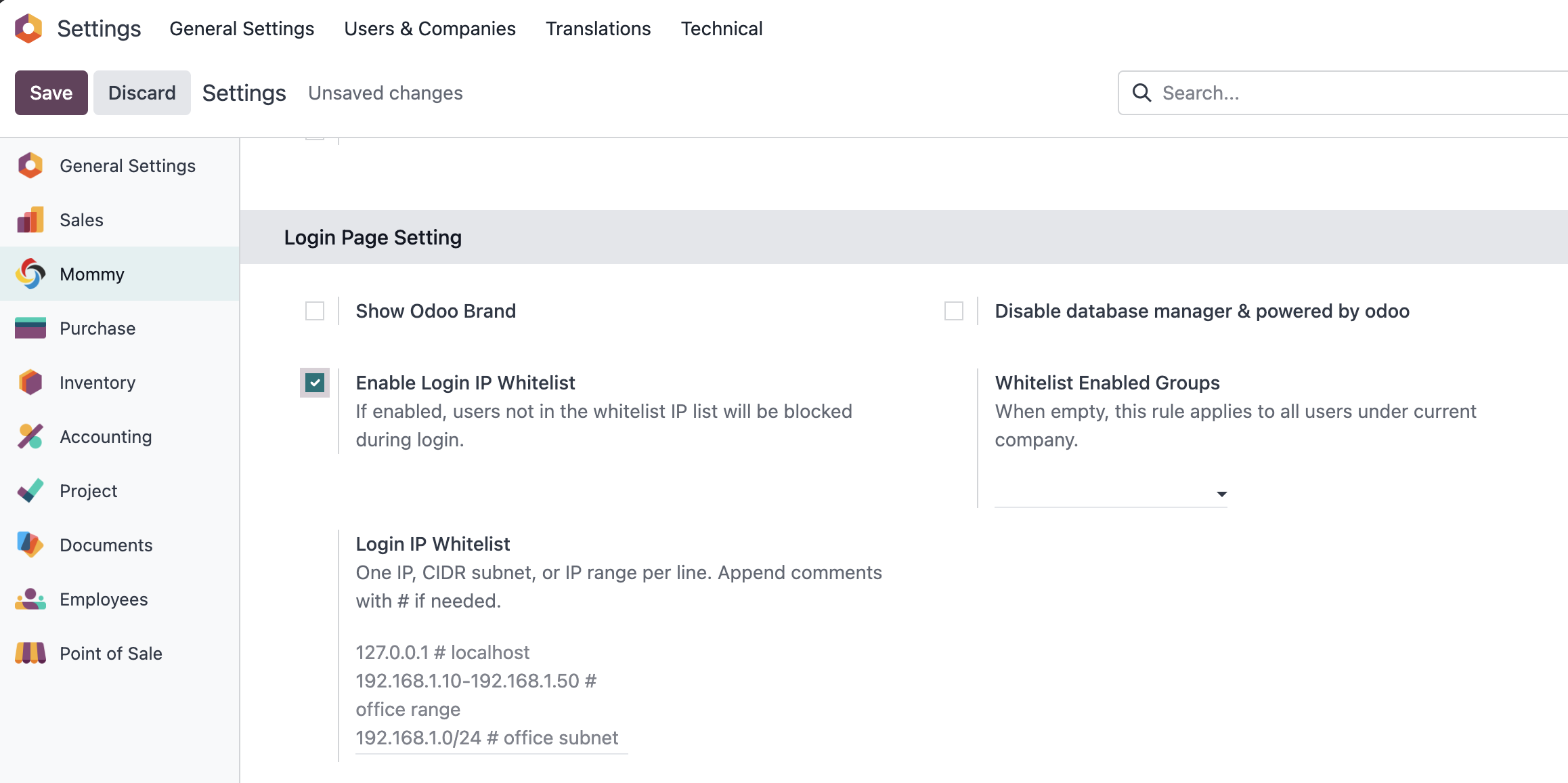 Enable IP whitelist