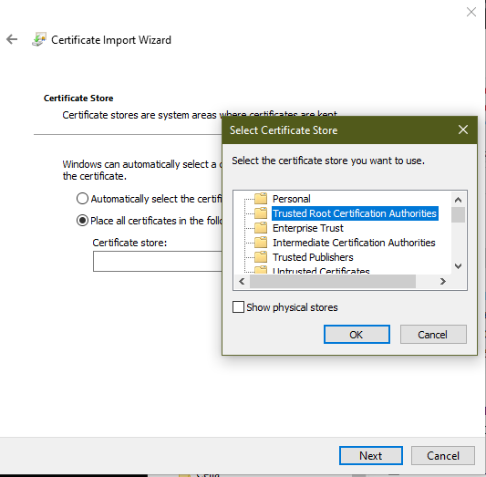Import certificate