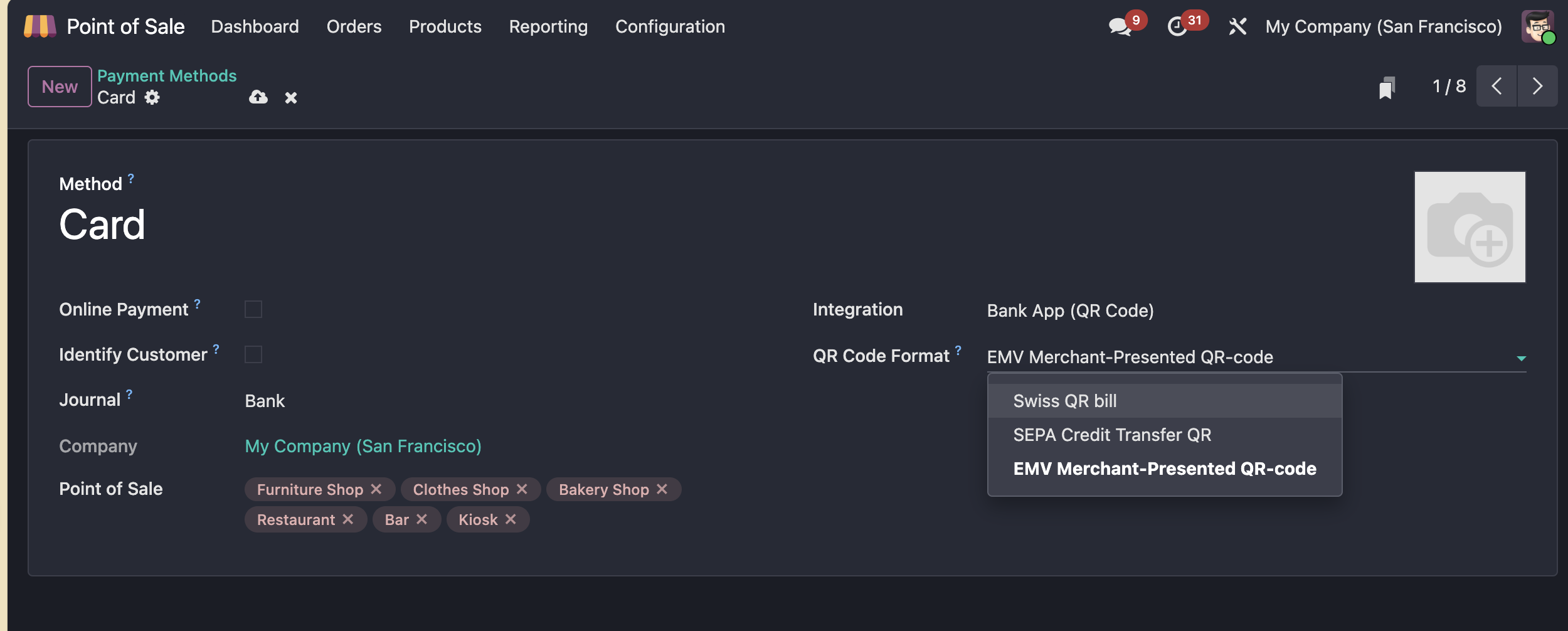 QR code payment configuration