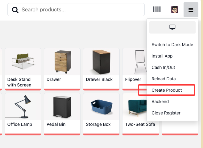 Create product from POS