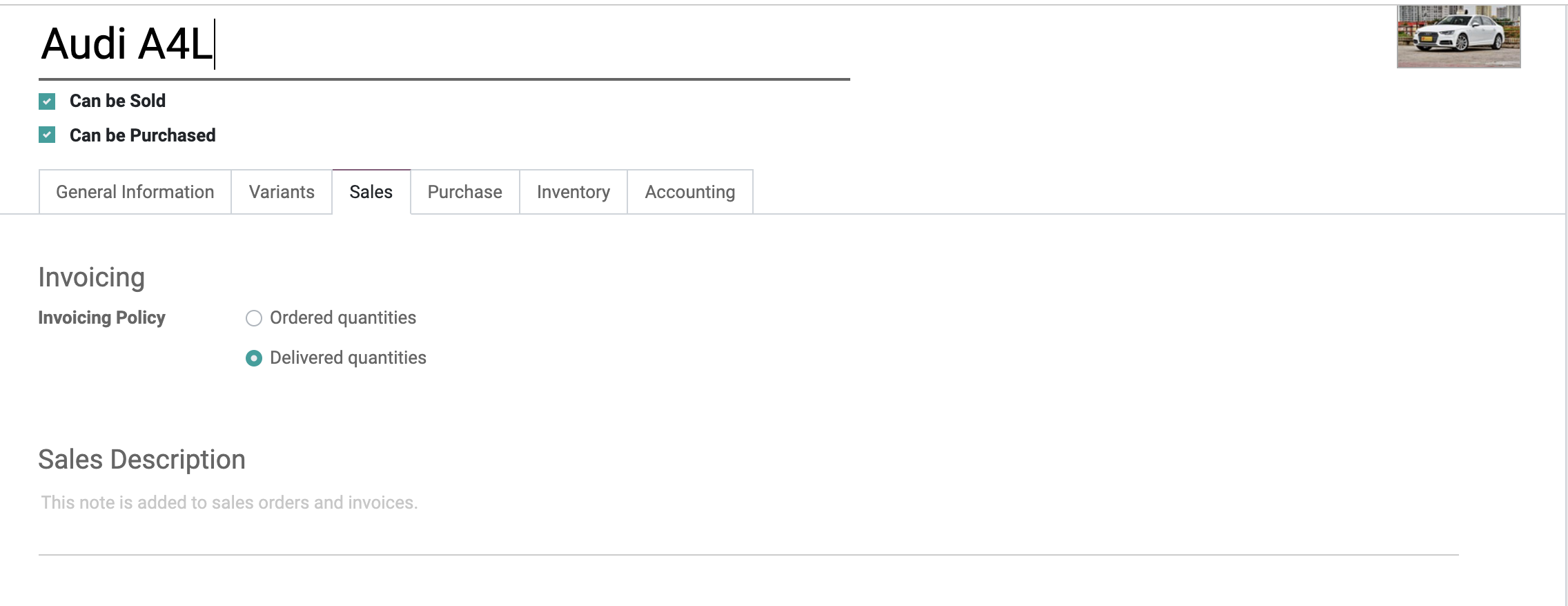 Product invoicing policy
