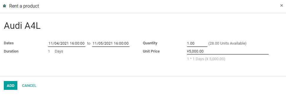 Rental period wizard