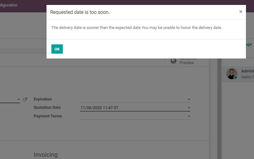 Delivery date risk warning