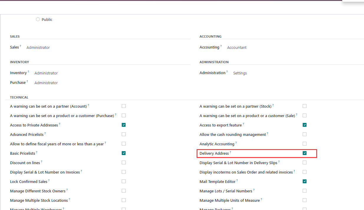 Invoice and delivery addresses