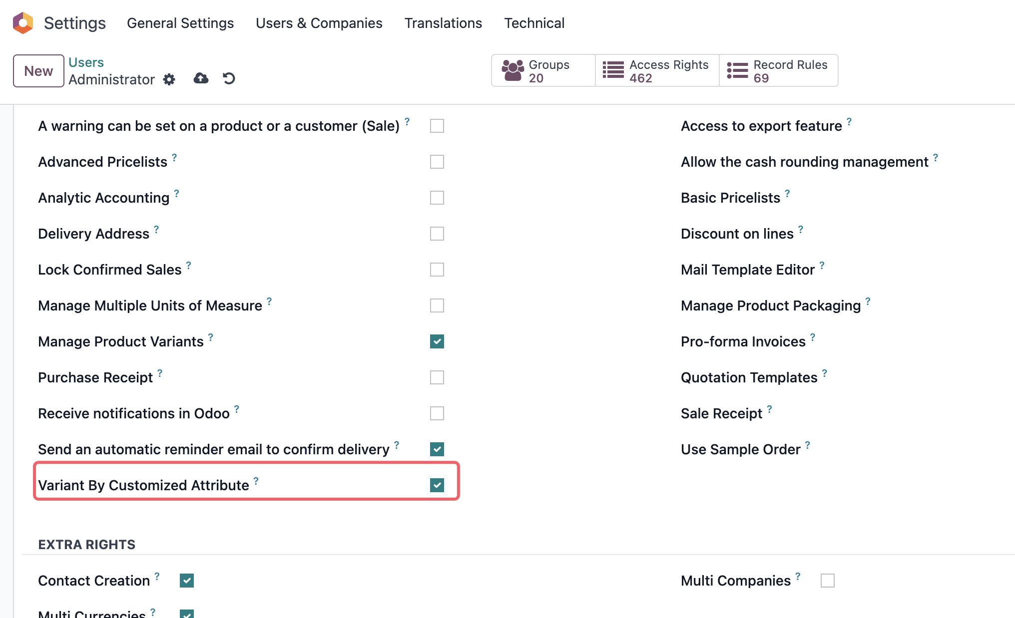 User permission for custom variant creation