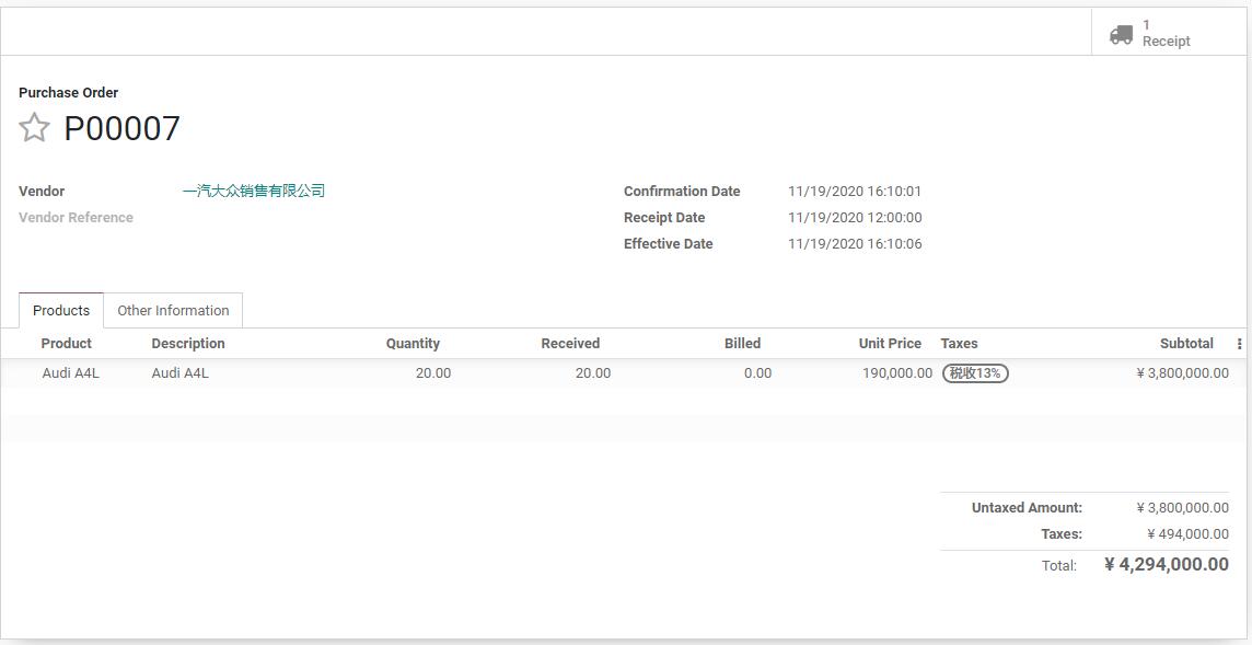 Average cost second receipt