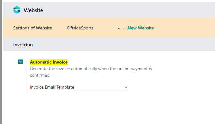 Automatic invoicing setting
